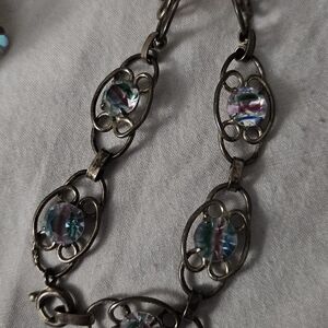 Silver-Tone Bracelet with Iridescent Watermelon Crystal Accents